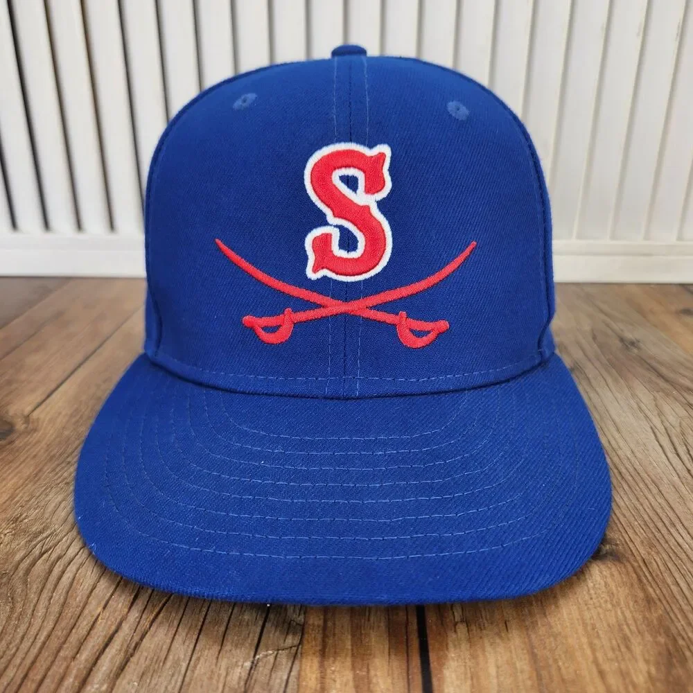 New Era 59fifty Sheridan Post #7 Jets Baseball Cap Blue Red Size 7 1/4 Sport Hat
